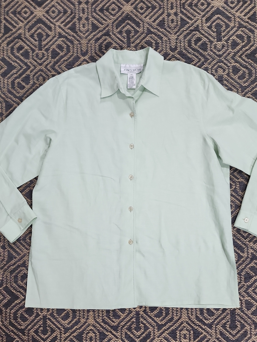 Vintage Jones Wear Sport Linen Blend Long Sleeve Button Down Shirt New With Tags